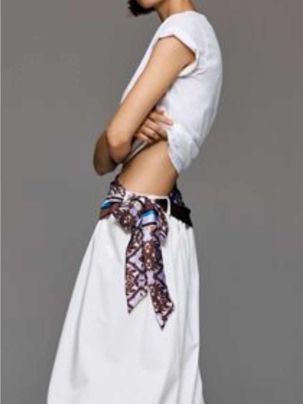 Maeve cotton scarf bubble-hem midi skirt